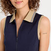 Robe trap&egrave;ze sans manches bleu marine femme