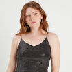 Débardeur cropped paillettes couleur argent femme