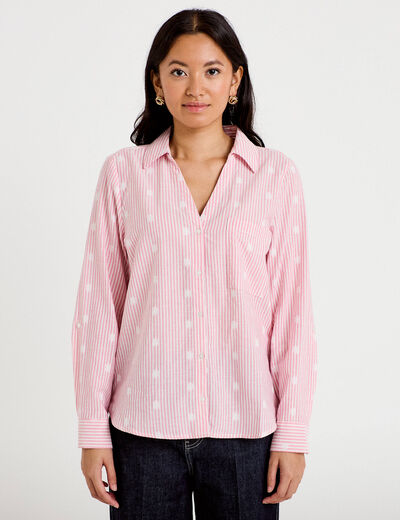 Chemise droite manches longues rouge femme