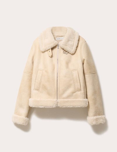 Blouson simili cuir sable femme