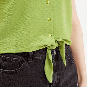 Blouse manches courtes vert anis femme