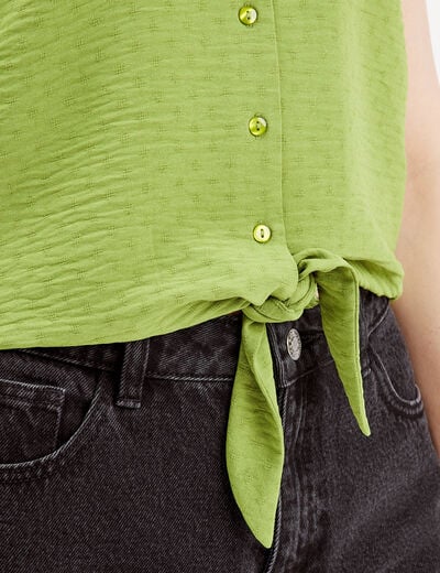 Blouse manches courtes vert anis femme
