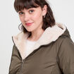 Parka r&eacute;versible &agrave; capuche vert kaki femme