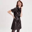Robe trapèze simili cuir noir femme