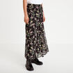 Jupe longue &eacute;vas&eacute;e en voile transparent noir femme