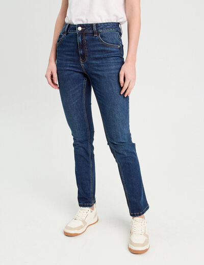 Jeans droit taille haute denim brut femme