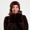 Set bandeau et gants fausse fourrure marron fonc&eacute; femme