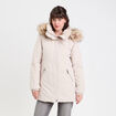 Parka &agrave; capuche fausse fourrure ecru femme