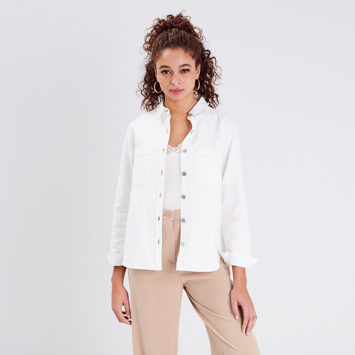 Chemise manches longues ecru femme