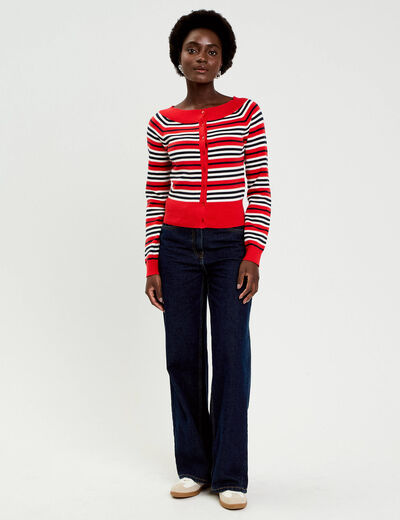 Gilet col bateau rouge femme