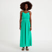 Robe &eacute;vas&eacute;e 3/4 col v bretelles vert femme