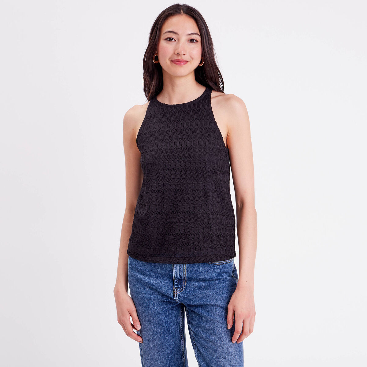 Débardeur doublure dentelle noir femme