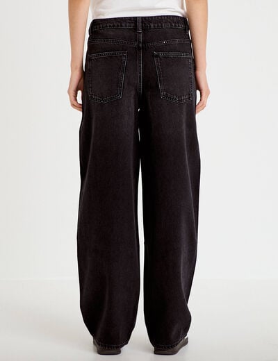 Jean barrel taille haute denim noir femme