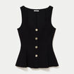 D&eacute;bardeur p&eacute;plum cintr&eacute; col coeur noir femme