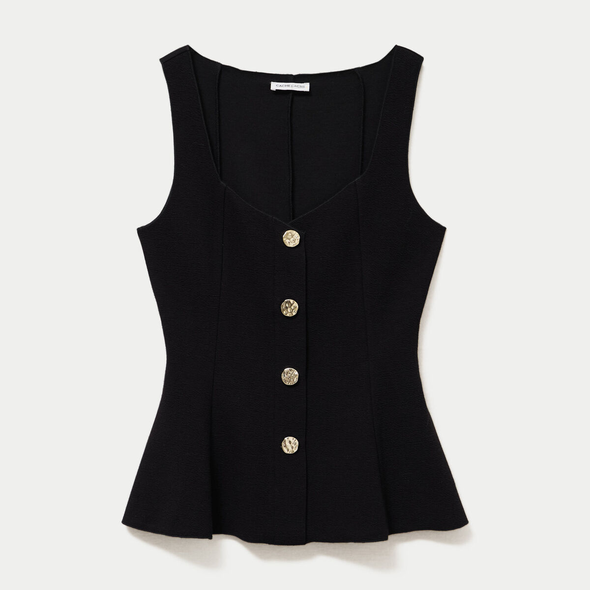 D&eacute;bardeur p&eacute;plum cintr&eacute; col coeur noir femme