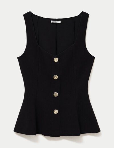 D&eacute;bardeur p&eacute;plum cintr&eacute; col coeur noir femme