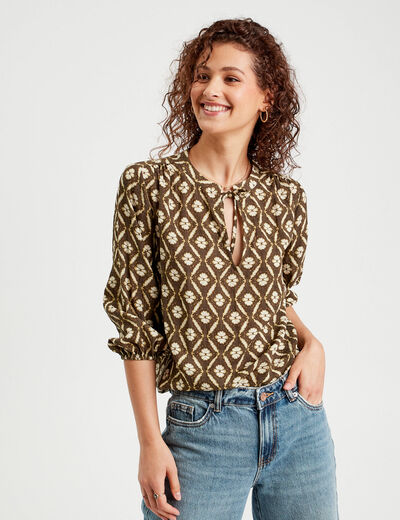 Blouse manches 3/4 vert femme