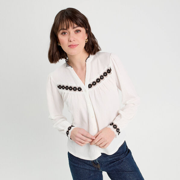 blouse manches longues ecru femme Blouse manches longues ecru femme