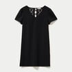 Robe droite courte en maille col rond noir femme