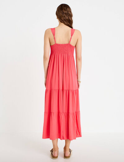 Robe &eacute;vas&eacute;e 3/4 col coeur bretelles rose femme