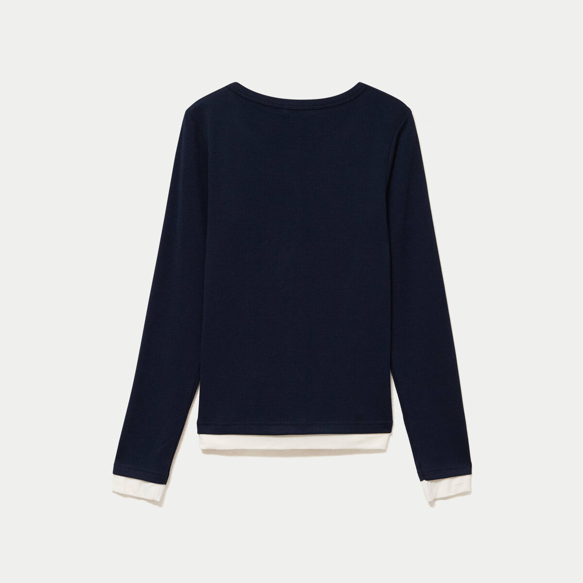Top col rond manches longues bleu marine femme