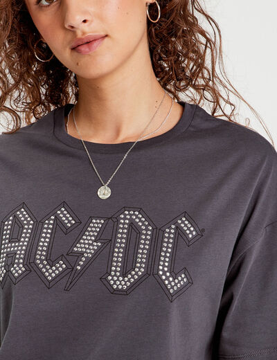 T-shirt manches courtes AC/DC gris foncé femme