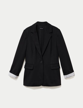 Blazer cintr&eacute; manches longues noir femme