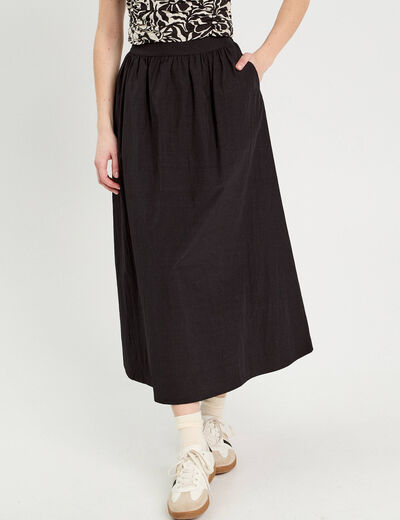 Jupe longue évasée noir femme