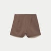 Jupe-short trap&egrave;ze courte taupe femme