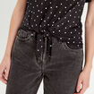 Chemise manches courtes nouée noir femme