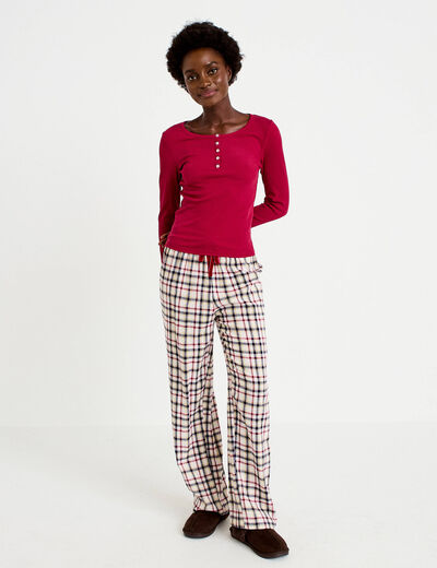 Pyjama manches longues rouge femme