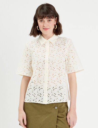 Chemise broderie anglaise ecru femme