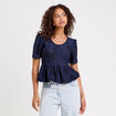 Blouse manches courtes bleu foncé femme