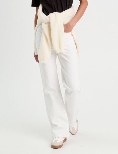 Pantalon bootcut taille haute blanc femme