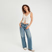 Crop-top ajouré et noué ecru femme