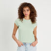 T-shirt détails ajourés vert clair femme