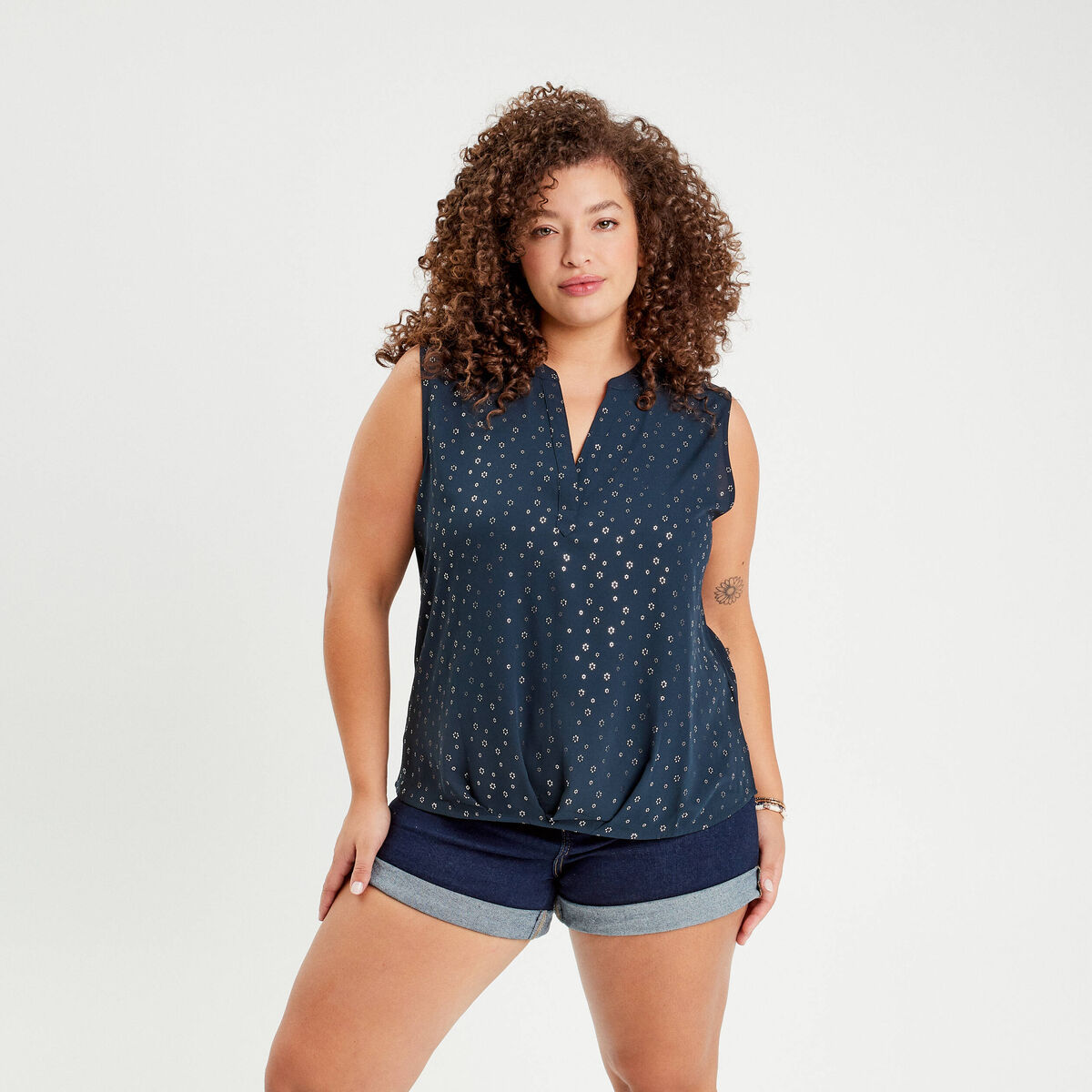 Blouse sans manches bleu marine femme