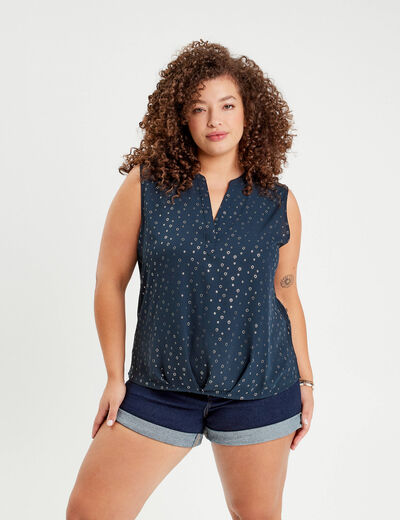 Blouse sans manches bleu marine femme