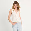 Blouse volants sans manches ecru femme