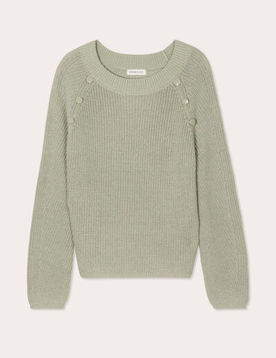Pull avec boutons épaules vert pastel femme