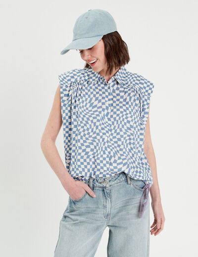 Chemise sans manches bleu femme