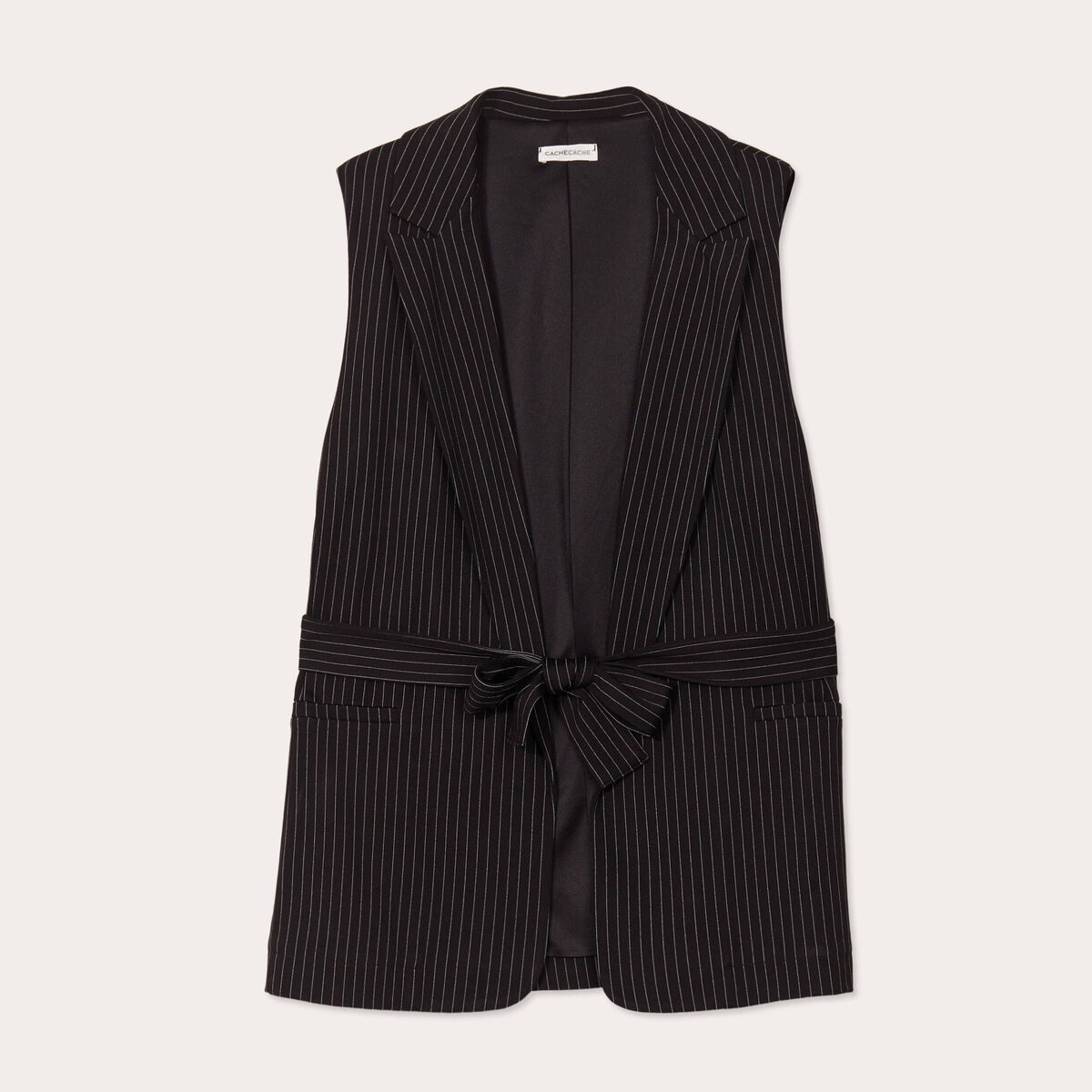 Veste blazer sans manches noir femme