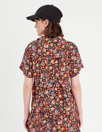 Chemise manches courtes noir femme