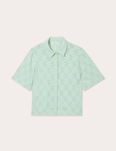 Chemise manches courtes vert clair femme