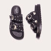 Sandales plates cloutées noir femme
