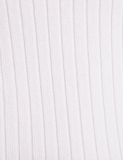 Pull col roulé côtelé ecru femme