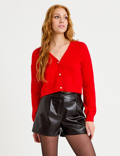Short en similicuir noir femme