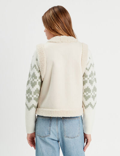 Veste sans manches ecru femme