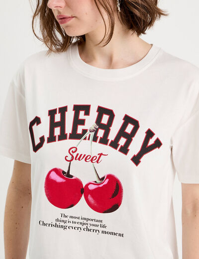 T-shirt manches courtes ecru femme