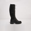 Bottes hautes plates à lacets noir femme